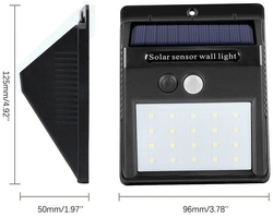 LED nástěnné svítidlo solární s PIR čidlem 