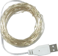 LED řetěz 100x LED bílý studený, délka 10m, napájení USB