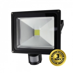 LED venkovní reflektor, 50W, 3500lm, AC 230V, černá, se senzorem WM-50WS-E SOLIGHT