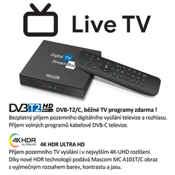 MASCOM MC A101T/C Android 4K TV box, tuner DVB-T2/C, 2GB RAM, 16GB FLASH, Wi-Fi 2.4/5G, USB 2.0/3.0 - Doprava zdarma !!!