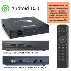 MASCOM MC A102T/ C, Android TV 10.0, DVB-T2, 4K HDR, Ovladač s TV Control - Doprava zdarma !!!