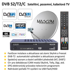 Mascom MC9140, DVB S2+T2+C, HBB TV, IPTV, WIFI, 4K UHD - Doprava zdarma !!!