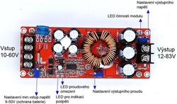 Měnič DC-DC Step-Up (zvyšuje) nastavitelný 12-83V/20A 1200W