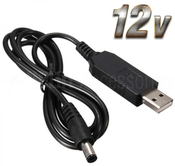 Redukce, step-up měnič USB 5V / DC5,5x2,1mm 12V/0,6A
