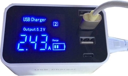 Napáječ, nabíječka YC-CDA30, 4x USB 5V/max 3,2A s displejem