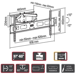 Nástěnný držák LCD/Plazma TV Signal LPA13-484 (37 "-70", náklon & natočení)