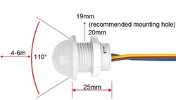 PIR čidlo k montáži do otvoru 20mm
