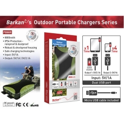 PowerBank (externí baterie) Barkan PB88R 8800mAh, 5V / 2.1A, dva výstupy, svítilna 