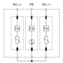 Přepěťová ochrana VCX PV50 DC třída T1T2 (B+C) 3P 1000V 12.5 kA GDT s plynovým jiskřištěm