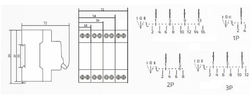 Přepínač pro výběr síťového napájení VCX SF463, 1-0-2, 4P, 63A, na DIN lištu