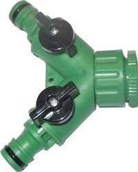 Rozdvojka na kohoutek 1/2"-3/4" s ventily pro rychlospojky