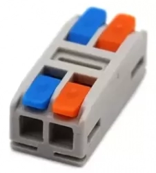 Rychlospojka bezšroubová mini 2x1 na 2x1 s páčkou pro kabely 0,5-4mm2  - kopie