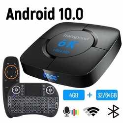 Smart box transpeed Android 10.0 Bluetooth TV Box Voice Assistant 6K 3D Wifi 2.4G&5.8G 4GB RAM 64G Media player Very Fast Box Top Box