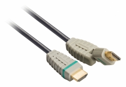 Šnůra HDMI High Speed + Ethernet, otočný zlacený konektor, 2m Bandridge BVL1802 