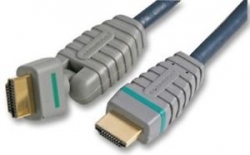 Šnůra HDMI High Speed + Ethernet, otočný zlacený konektor, 2m Bandridge BVL1802 