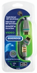 Šnůra HDMI High Speed + Ethernet, otočný zlacený konektor, 2m Bandridge BVL1802 