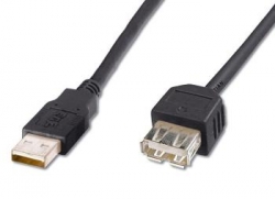 Šnůra USB 2.0 prodlužovací, A-A, 0,5m černá