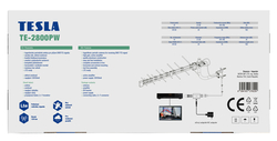 TESLA TE-2800 PW venkovní anténa pro DVB-T2, 470-790 MHz, 9 dBi, aktivní zesilovač, montážní SET