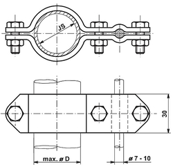 Svorka zemnící na trubku 42mm (35-43mm) pro uzemnění