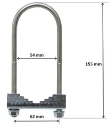 Třmen anténní M8 tvar U délka 155mm, rozteč 62mm