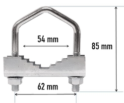 Třmen anténní M8 tvar U délka 85mm, rozteč 62mm