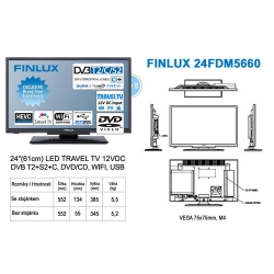 FINLUX LED TV TV24FDM5660 - T2 SAT DVD SMART WIFI 12V - Doprava zadarmo !!!