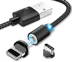 USB kabel nabíjecí USB na USB-C s magnetickou koncovkou a LED podsvětlením 1m