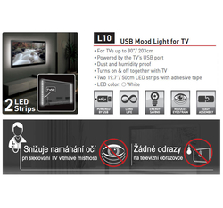 USB LED osvětlení Barkan L10 pro televizory 2x 50 cm bílé