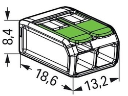 WAGO 221-422 2x0,2-4mm2 svorka COMPACT bezšroubová transparentní s páčkou - kopie