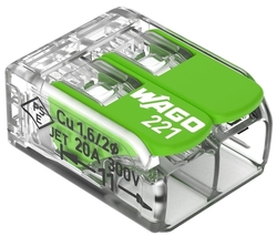 WAGO 221-422 2x0,2-4mm2 svorka COMPACT bezšroubová transparentní s páčkou