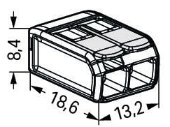 WAGO 221-482 2x0,2-4mm2 svorka COMPACT bezšroubová transparentní s páčkou 