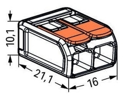 WAGO 221-612 2x0,5-6mm2 svorka COMPACT bezšroubová transparentní s páčkou