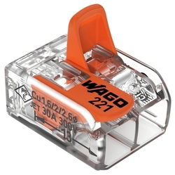 WAGO 221-612 2x0,5-6mm2 svorka COMPACT bezšroubová transparentní s páčkou