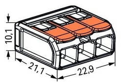 WAGO 221-613 3x0,5-6mm2 svorka COMPACT bezšroubová transparentní s páčkou