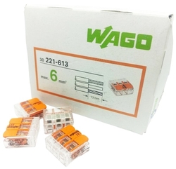 WAGO 221-613 3x0,5-6mm2 svorka COMPACT bezšroubová transparentní s páčkou