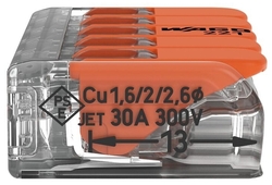 WAGO 221-615 5x0,5-6mm2 svorka COMPACT bezšroubová transparentní s páčkou