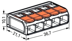 WAGO 221-615 5x0,5-6mm2 svorka COMPACT bezšroubová transparentní s páčkou