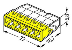 WAGO 2273-205 svorka krabicová COMPACT 5x2,5 bezšroubová, transparentní