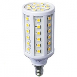 LED žárovka E14 9W 60x SMD HIGH oválná bílá teplá 230V