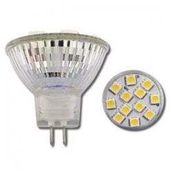 LED žárovka MR11 2,4W 12x SMD HIGH bílá teplá 12V