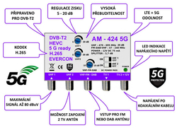 Zesilovač Evercon AM-424 5G 3xIN 2xOUT