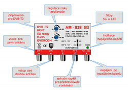 Zesilovač Evercon AM-838 5G 2xIN 3xOUT