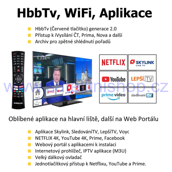 Finlux TV 55FUF8260 - HDR UHD T2 SAT WIFI SKYLINK LIVE-