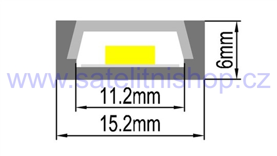 AL profil pro LED pásky plochý + plexi 15,2x6mm 1m