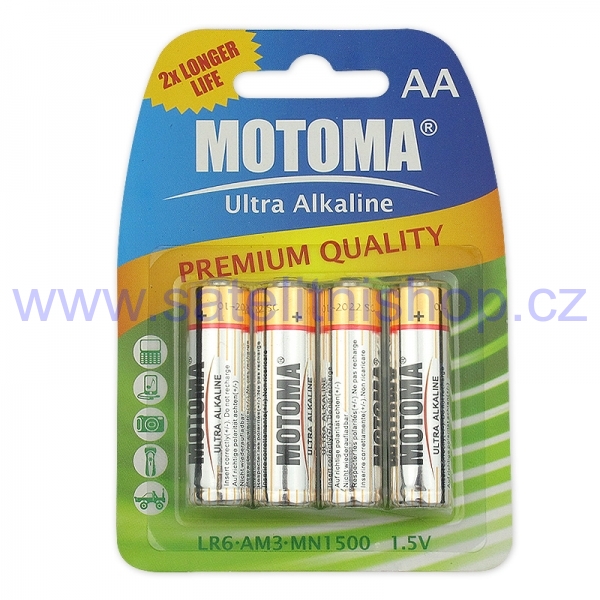 Baterie AA (R6) alkalická MOTOMA Ultra Alkaline (blistr 4ks) 1,5V