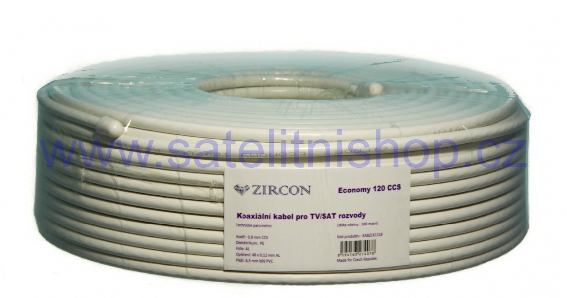 Koaxiální kabel Zircon Economy 120 CCS - návin 100 m