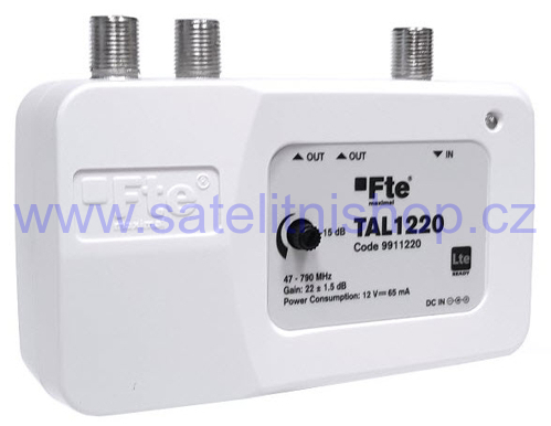 FTE linkový zesilovač TAL 1220G 5G LTE filtrem a regulací zisku, 2x výstup