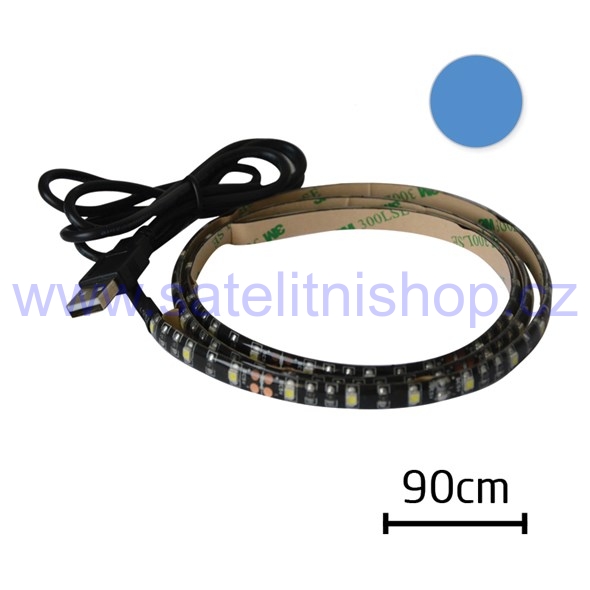 LED pásek s USB, 90 cm, modrá