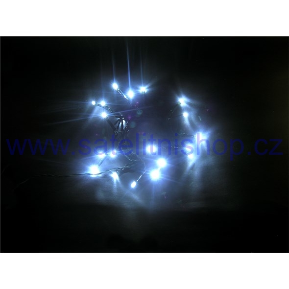 LED vánoční řetěz, 3m, 20xLED, 3x AA, bílé světlo, zelený kabel