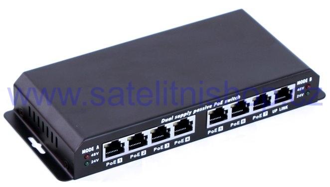 MaxLink 8 portový switch 10/100 Mbps se 7 PoE porty + adaptér 24V 2,5A